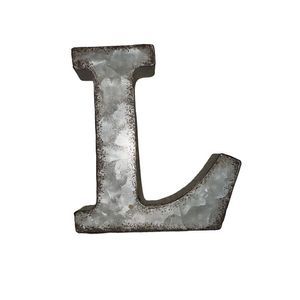 Rustic Galvanized Metal Letter L 6 Inch Industrial Farmhouse Ornament